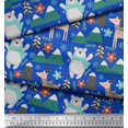 thumbnail image 2 of Soimoi Blue Rayon Fabric Bear & Reindeer Cartoon Decor Fabric Printed Yard 56 Inch Wide, 2 of 5