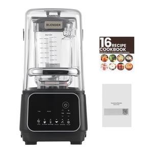 KFFKFF Blender, 68 oz Professional Countertop Blenders with Shield, 2200W 26000RPM Kitchen Food Processor Combo, Self-Cleaning, Speed Adjustable, 6 Preset Menu, Black