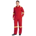 thumbnail image 2 of YUUMIN Mens Coveralls Lightweight One Piece Reflective Safety Mechanics Jumpsuits High Visibility Workwear Red L, 2 of 7
