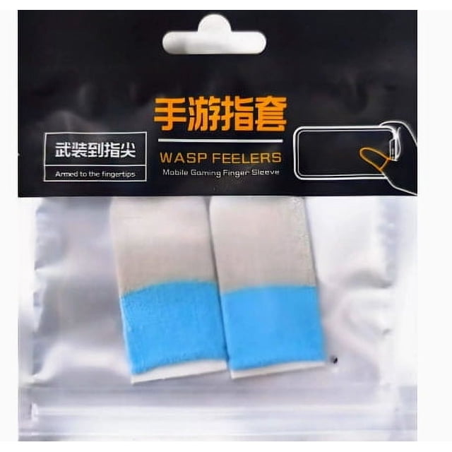 KAKOWELY Gants de Jeu 20 Pcs Gants de Doigt de Jeu Manchons pour Pouce pour Appareils à Écran Tactile. l'image Affiche Deux Manchons Bicolores en Bleu et Gris, Emballés dans un Sac Refermable avec Image de Marque. Conçus pour le Jeu mobile, Ils Offrent un Anti-Sueur, Matériau Respirant pour un Fonctionnement Fluide et un Contrôle Précis.