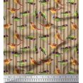 thumbnail image 1 of Soimoi Rayon Fabric Stripe & Sparrow Bird Print Fabric by The Yard 56 Inch Wide, 1 of 3