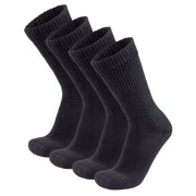 4 Pairs of Diabetic Slipper Socks, Extra Thick Cotton Triple Cushioned Crew Socks (Black, Size 10-13)