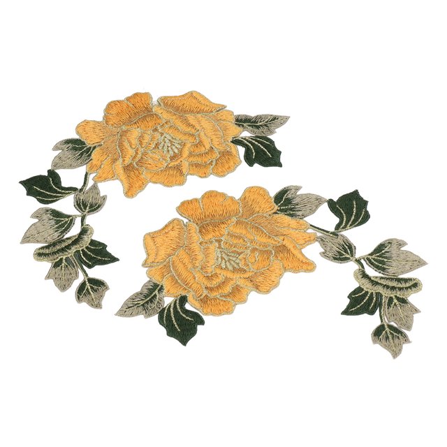 Flower Embroidery Patches, Beautiful Flower Patches DIY Patch Decorative 1 Pair For Clothes Yellow,Blue