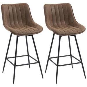 HOMCOM 27" Tabourets à barres Ensemble de 2, PU Tabourets de comptoir en cuir, brun
