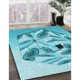 thumbnail image 3 of Ahgly Company Tapis d'Intérieur Lavable à la Machine, Carré, Transitionnel, Vert Turquoise Foncé, Tapis de Zone, 8 Pieds Carré, 3 of 7