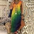 thumbnail image 1 of SMihono Robe Maxi Boho d'Été pour Femmes Grande Taille Femmes Décontractée Grande Taille Imprimé Col en V Poches Sans Manches Robe Maxi Longue Plage Balançoire Robe d'Été, 1 of 8