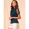 thumbnail image 4 of INSPIRE CHIC Blouse à Manches Courtes en Maille pour Femme, Col en V à Col Montant avec Nœud, 4 of 6