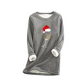 thumbnail image 2 of Chandails à Capuchon pour Femmes, Mode Décontractée d'Hiver, Tempérament, sous-Couche Chaude en Peluche, Imprimé de Noël, Manches Longues, Col Rond, Tenues Décontractées pour Femmes en Liquidation, 2 of 6