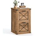 thumbnail image 1 of Lateral File Cabinet, Filing Cabinet with 2 Drawers, Printer Stand, 2 Open Compartments, Fit A4, Letter Size, Hanging File Folders, for Home Office, Farmhouse Style, Rustic White UOFC049T73, 1 of 2