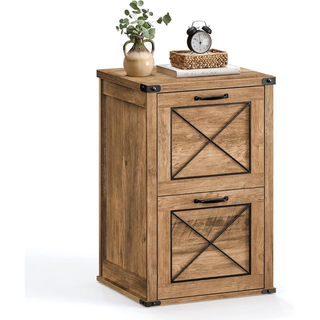 Lateral File Cabinet, Filing Cabinet with 2 Drawers, Printer Stand, 2 Open Compartments, Fit A4, Letter Size, Hanging File Folders, for Home Office, Farmhouse Style, Rustic White UOFC049T73