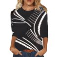 thumbnail image 1 of IROINID Propose des Tops Femme Grande Taille Imprimés Printemps Manches Mi-Longues Col Rond, Noir, 1 of 8