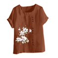 thumbnail image 3 of Birdeem T-Shirt Ample Décontracté d'Été pour Femme à Col Rond, Manches Courtes, à Imprimé Floral, 3 of 12