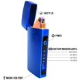 thumbnail image 2 of USB Plasma Lighter Flameless Electric Double ARC Dual Pulse Torch Rechargeable Lithium Power Battery (Blaze - Business Blue), 2 of 6