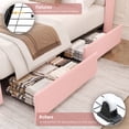 thumbnail image 4 of Homfa Full Size LED Bed Frame with 2 Storage Drawers & Charge Station, Modern Wingback Upholstered Platform Bed Frame, Pink Velvet, 4 of 8