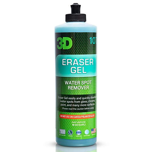 3D Eraser Gel Hard Water Stain Remover - 16 oz - Hard Water Spot Remover for Cars, Glass, and Paint - All Natural Shower Door Cleaner - Cleans Mirrors, Windows, Chrome Surfaces, an