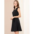thumbnail image 4 of INSPIRE CHIC Robe Midi d'Été Unie Sans Manches à Col en V pour Femme, Boutonnée devant, Taille à Nouer, Noire, G, 4 of 6