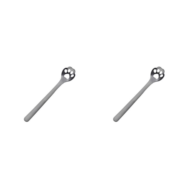 Redempat Cute Tea Spoon Exquisite Stainless Steel Spoon For Tea Drinking Teaware Cat's Claw Black 1 2Set