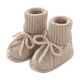 thumbnail image 1 of RXIRUCGD Baby Solid Color Knitted Walking Shoes Slip Socks( Khaki, Size:9 ), 1 of 2