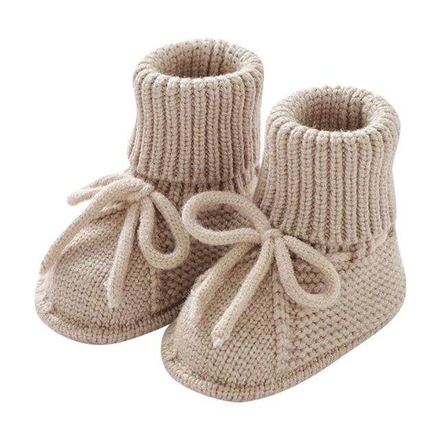 RXIRUCGD Baby Solid Color Knitted Walking Shoes Slip Socks( Khaki, Size:9 )