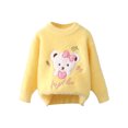 thumbnail image 1 of Chandail pour Bébé Fille Col Rond Manches Longues Imprimé Cœur Tricot Automne Hiver Chandail en Molleton Jaune, 1 of 4