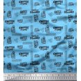 thumbnail image 1 of Soimoi Blue Rayon Fabric Coffee Time Text Print Sewing Fabric Yard 42 Inch Wide, 1 of 5