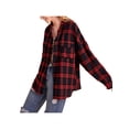 thumbnail image 3 of Women Plaid Flannel Shirt Jacket Button Down Lapel Long Sleeve Shirts Blouse Shacket Cardigan Coats Fall Spring Clothes, 3 of 7