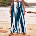 thumbnail image 1 of Pants for Women, Womens Fashionable Striped Printed Drawstring Wide Leg Pants, 1 of 5