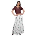 thumbnail image 1 of Moomaya Printed Rayon Cold Shoulder Crop Top And Skirt Ethnic Set For Women, 1 of 6