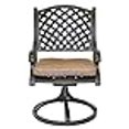 thumbnail image 3 of Nassau Outdoor Patio 4 Swivel Rocker Dining Chairs Dark Bronze Cast Aluminum, Walnut Cushions, 3 of 4