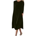 thumbnail image 1 of Bocqde Robe en Velours Doré pour Femmes Grande Taille Mode Décontractée à Manches Longues à Col Rond Robe Automne Hiver Douce et Confortable Robe Midi pour Femmes, 1 of 6