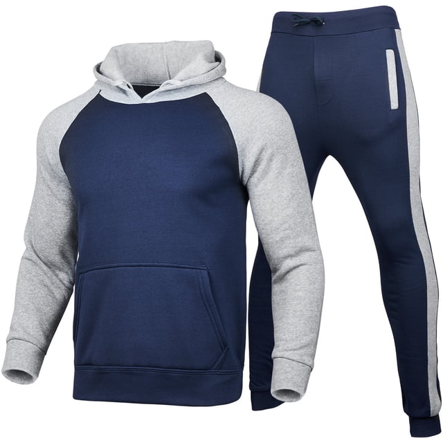 XZNGL Mens Jogging Suits Sets Mens Jogging Suit Sports Hoodie Set Two-Piece Jacket with Hood and Pockets Long Sleeve Hooded Set Men Jogging Suits Sets