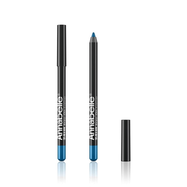 Annabelle Traceur pour les Yeux 24 H à Tenue Maintenue en Bleu avec un Crayon à Capuchon et un Non-Capsulé Mettant en Valeur la Pointe de gel, avec une Tige Noire et une base Bleue, Conçu pour un Maquillage des Yeux Longue Tenue et Imperméable, Convenant aux Yeux Sensibles.