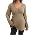 thumbnail image 1 of Women's Long Sleeve Tops Maternity V Neck Ribbed Tunic, Long Sleeve Maternity Top with Side Drawstring Long Sleeve Tunic, 1 of 7