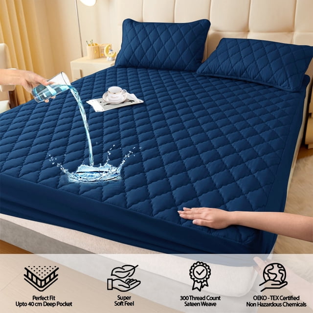 SSZMDLB Waterproof Mattress Protector, Non-Slip Bed Sheet Cover All-inclusive Mattress Protection Soft Polyester Fiber for Bedroom, Guest Room and Hotel, Fitted Mattress Pad