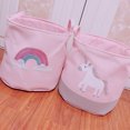 thumbnail image 4 of Printed Laundry Baskets Folding Cartoon Pattern Linen Fabric Laundry Organizing Basket(Pink Unicorn), 4 of 8