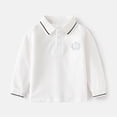 thumbnail image 2 of MIASHUI Chemise à Manches Longues pour Garçons Filles Col à Revers Boutons Hauts d'École, Blanc, 1-2 Ans, 2 of 3