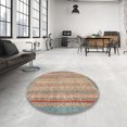 thumbnail image 3 of Ahgly Company Indoor Round Abstract Gold Brown Oriental Area Rugs, 4' Round, 3 of 6
