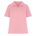 thumbnail image 4 of Timegard Hauts pour Femmes Grande Taille Col à Revers Col en V Manches Courtes T-Shirts Basiques Confortables Hauts Décontractés Amples, 4 of 8