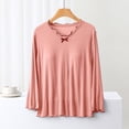 thumbnail image 1 of Ensembles de Pyjama pour Femmes Blouse Uni Décontracté Mode Col Rond Manches Longues Régulières Hauts de Nuit, 1 of 1