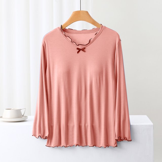 Ensembles de Pyjama pour Femmes Blouse Uni Décontracté Mode Col Rond Manches Longues Régulières Hauts de Nuit