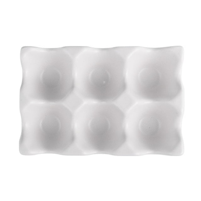 6 Grids Egg Holder Ceramic Anti-Slip Egg Box Refrigerator Shockproof Egg Storage Box (White)