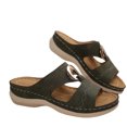 thumbnail image 2 of Styesk Womens Sandals Summer New Foreign Trade Large Size Wedge Fish Mouth Solid Color Large Size One Line Outside To Wear Beach Sandals, 2 of 6