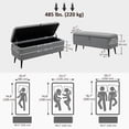 thumbnail image 3 of HOMCOM Banc Ottoman de Rangement, Repose-Pieds en Tissu de Lin Gris, 3 of 10