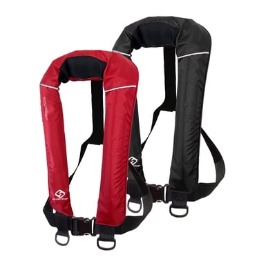 FLOATTOP Adult Universal Size 2pcs (Red+Black) Inflatable Life Jacket with 33gram co2 Cylinder