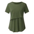 thumbnail image 2 of TIMIFIS Chemises de Maternité pour Femmes Vert Armée T-Shirts d'Allaitement d'Été T-Shirts d'Allaitement Manches Courtes Hauts Décontractés Confortables Unis Col Rond Vêtements de Grossesse - Printemps/été, 2 of 6