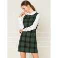 thumbnail image 3 of INSPIRE CHIC Women's Peter Pan Collar Long Sleeve Check Shift Dress, 3 of 6