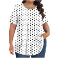 thumbnail image 1 of Plebaso Hauts pour Femmes Grande Taille Manches Courtes Blouses Plissées Décontractées Col Rond Été Tuniques Amples, 1 of 6