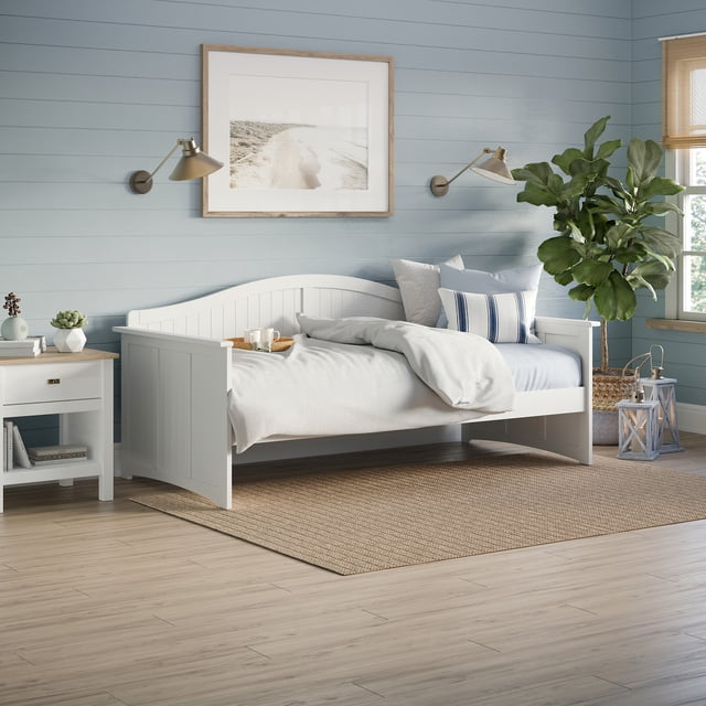 AFI Nantucket Mid-Century Modern Solid Wood Twin Daybed in White