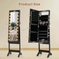 thumbnail image 3 of Costway LED Mirror Jewelry Cabinet with 20 LED Lights Full-Length Mirror Adjustable Angles Black, 3 of 10