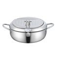thumbnail image 1 of LEEYNEERDeep Fryer Pot Stainless Steel Japanese Frying Pot  Janpanese Style Tempura Frying Pot with Lid  With Temperature Control Oil Drip Drainer Rack  Or Fried Chicken  Shrimp  French, 1 of 9